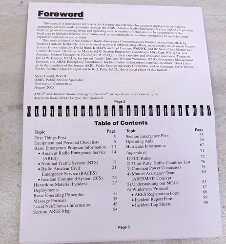 ARES Field Resources Manual Amateur Radio Emergency Service Spiral Bound 2005 - Picture 3 of 4
