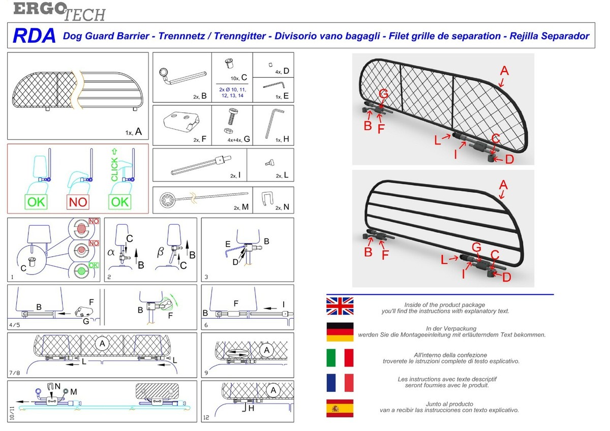 Divisorio Griglia Per Alfa Romeo Stelvio | Per Trasporto Cani E Bagagli | Installazione Senza Forature | Testato Crash - Foto 5