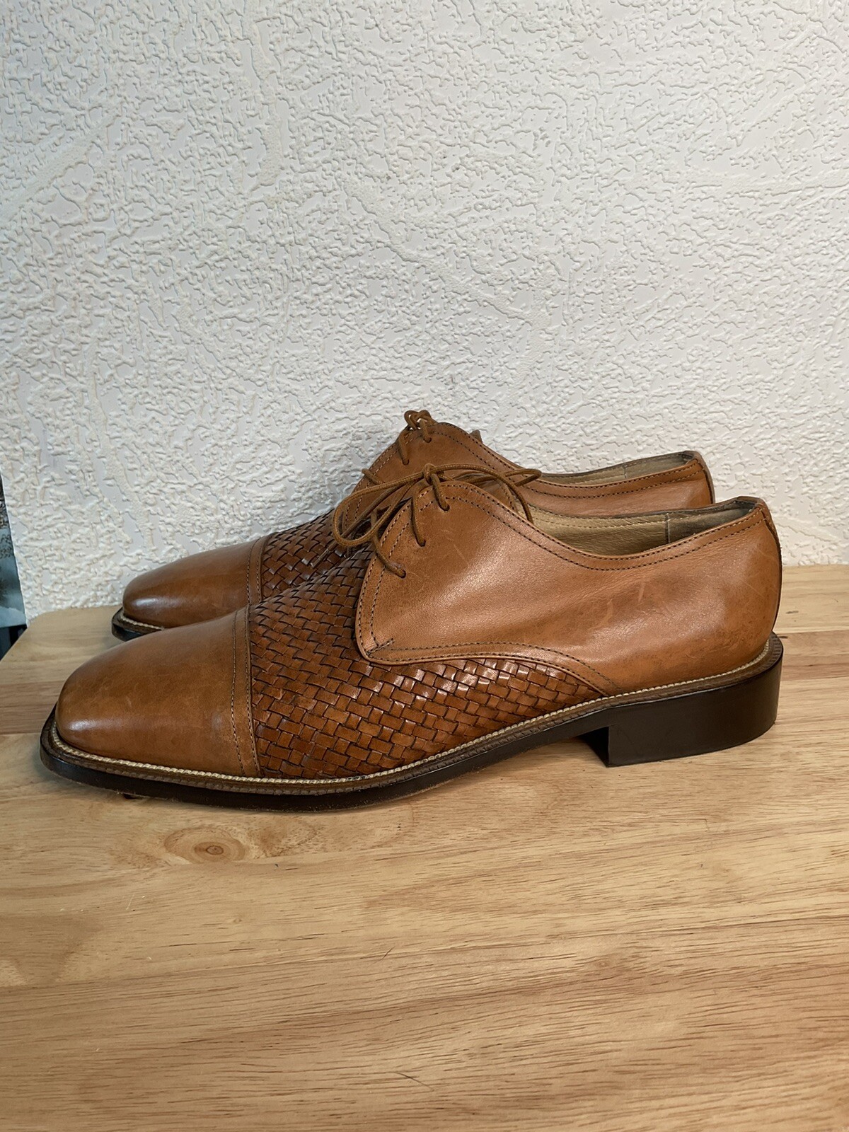 SAOLA Scarpe Bachrach Uomo Tg 10 M Marrone Stringate Oxford Pelle Abito Italia