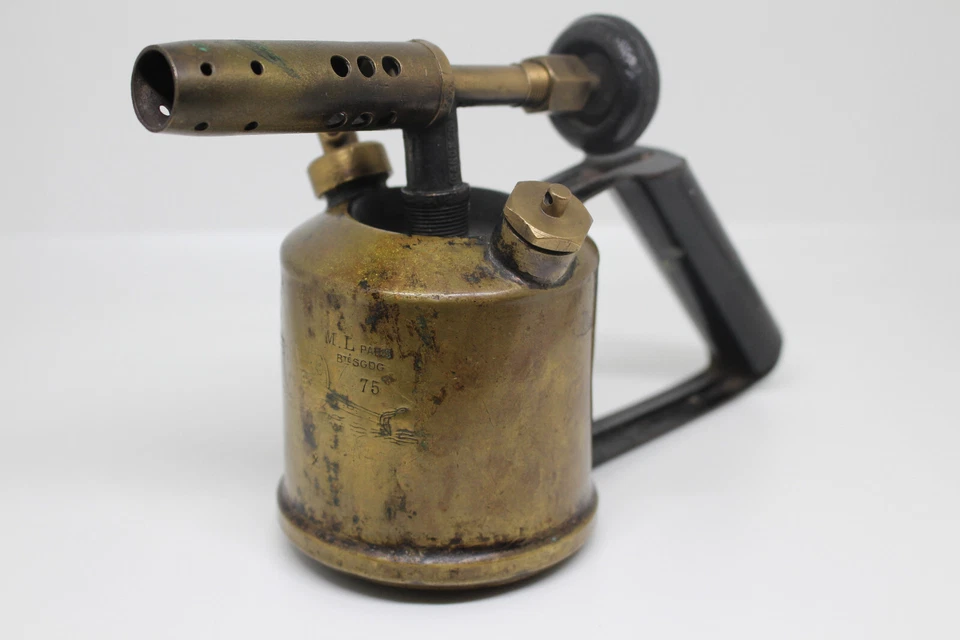 Lampe à souder ancienne, chalumeau, brûleur à gaz, canon de 75 - Photo 3/4