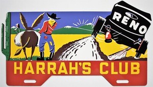 Harrah's Club License Plate Topper - Reproduction