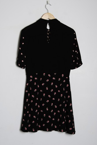 MIU MIU Women Dress Black Floral V-Neck Casual Bodycon Wrap Size IT 42 S - Picture 4 of 5