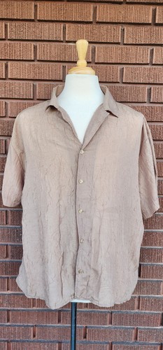 boohoo man Wrinkle Textured Tan Button Shirt