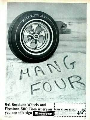 HANG FOUR SURFER Vintage 1967 Keystone & Firestone Original Print Ad 8.5 x 11''