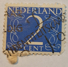 Netherlands Postage ~ 2¢ Blue Stamp ~ Posted/Used ~ c.1955 ~ M72