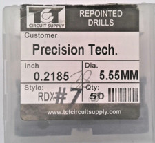 TCT REPOINTED DRILLS RDX 5.55MM 0.2185" DIA 0.472" FLUTE LOT OF 8 