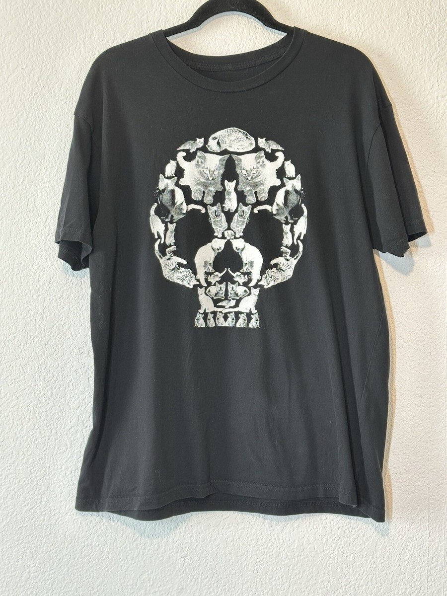 LootCrate Cat Skeleton Skull Graphic Short Sleeve BLACK T