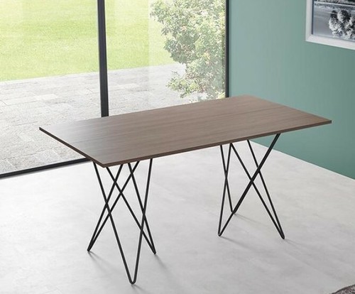 TAVOLO-CONSOLLE DESIGN TRASFORMABILE PIANO ECOLOGICO E BASE IN ACCIAIO PIENO - Foto 10 di 14