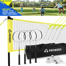 Professional Badminton Net Set with 4 Badminton Rackets, Badminton Shuttlecocks