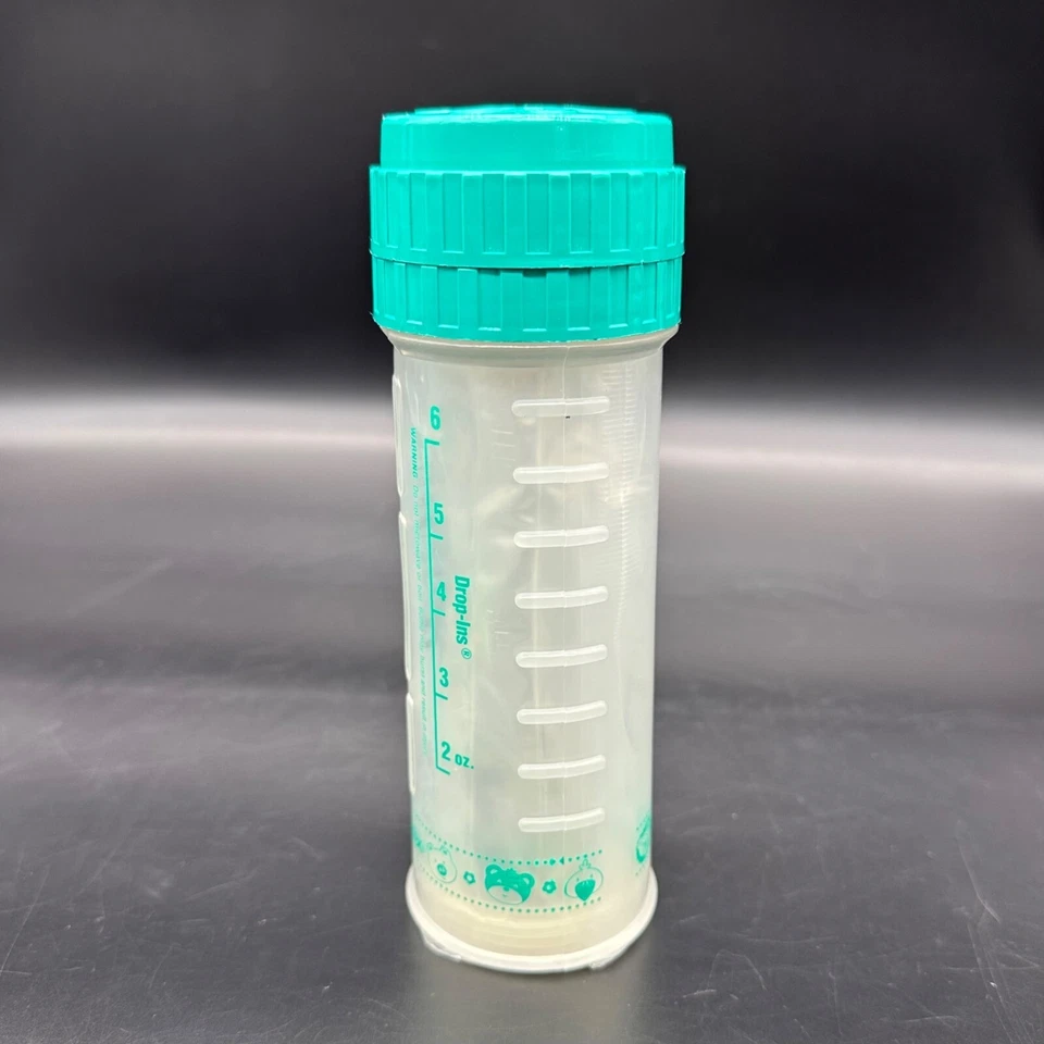 Botella infantil Playtex vintage 7 OZ verde azulado gota en pezón plano años 90 Y2K Foto 3 de 4