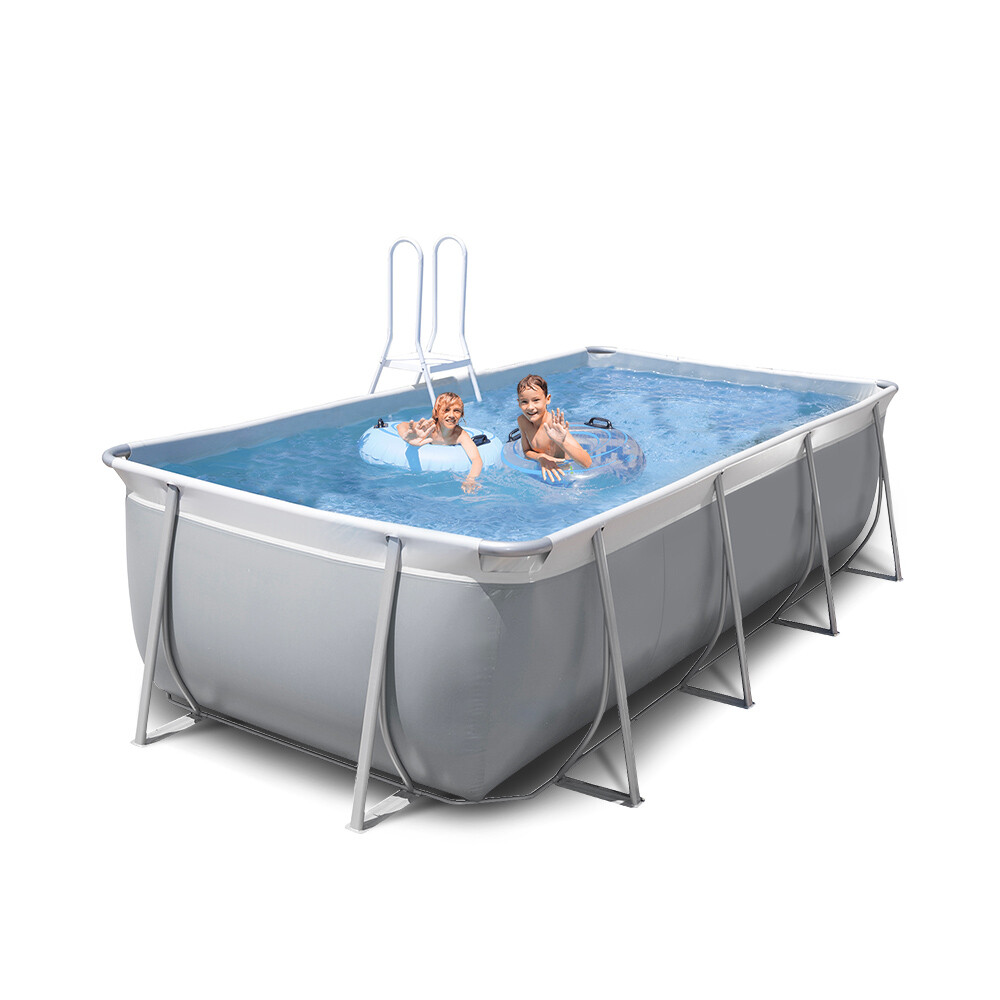 Piscina elevada desmontable rectangular New Plast 395x265 H125 completa gris bla