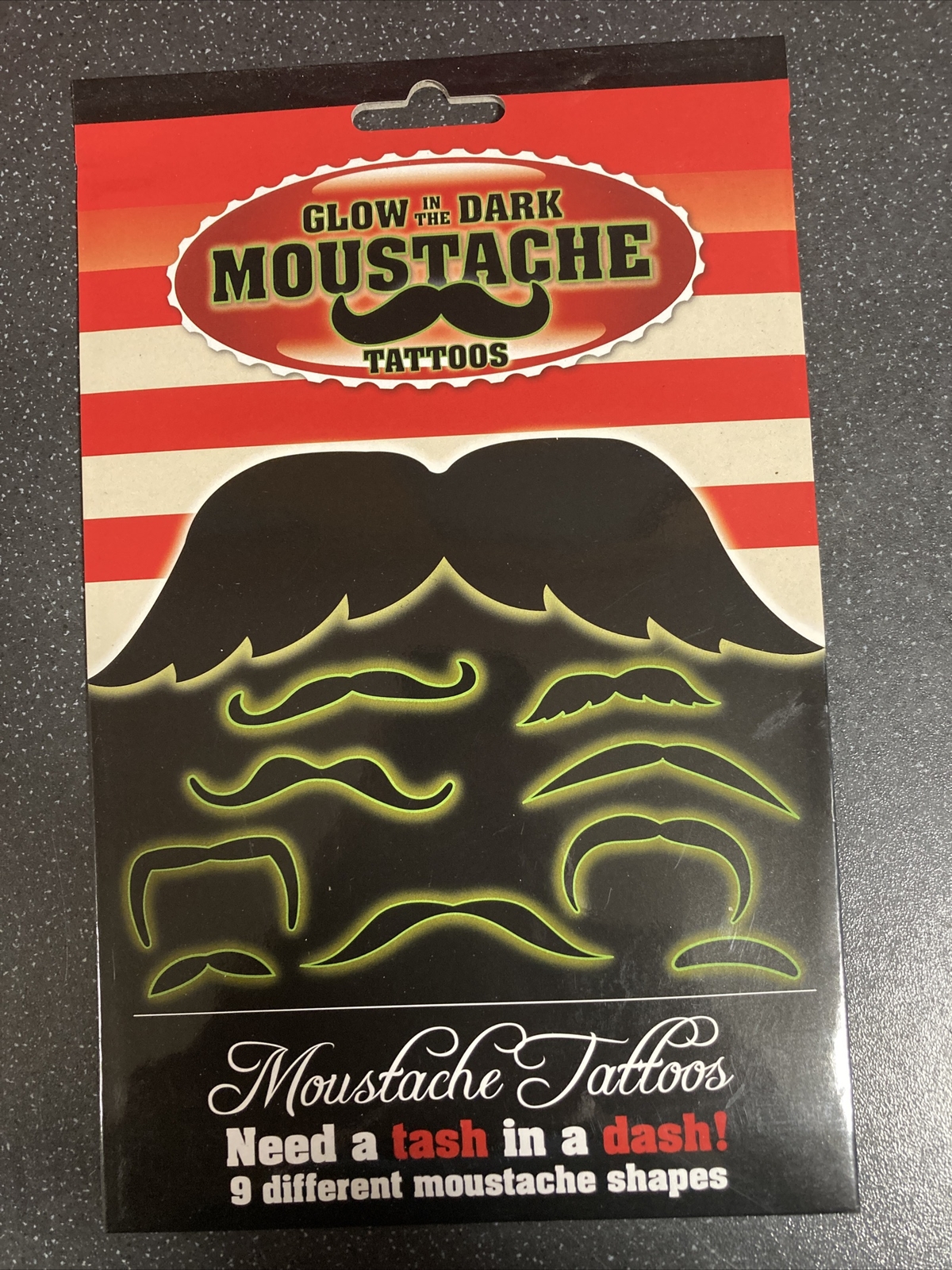 GLOW IN THE DARK TATTOOS - MOUSTACHE