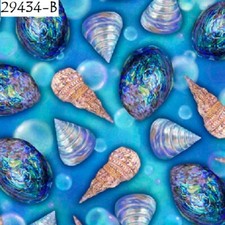 Sea Turtle Odyssey cotton quilt fabric QT fabrics Ocean 29434-B Blue Sea Shells