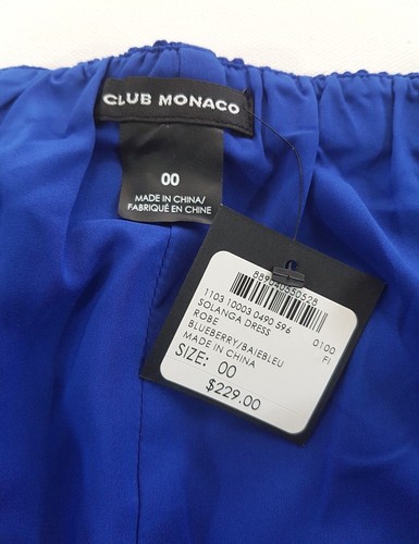 Club Monaco Off The Shoulder Blueberry Solanga Mini Dress Size 00 Womens Blue - Picture 8 of 12