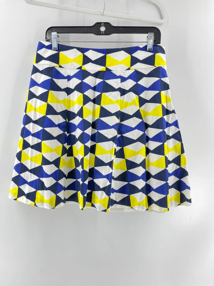 Falda INC International Concepts Azul Amarillo Geométrica Línea A Volantes Talla 10 Foto 2 de 4