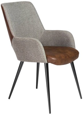 Desi Gray Fabric and Light Brown Faux Leather Armchair