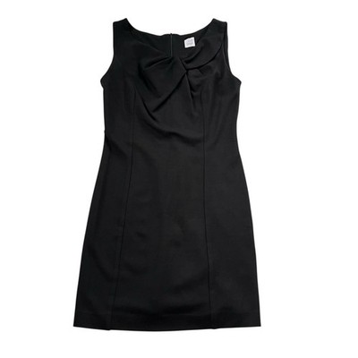Camaieu Sleeveless Twist Front Sheath Dress XS Black French Girl Modest Classic