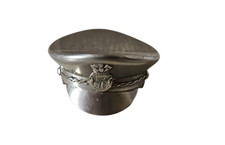 HANDMADE Military Metal snuff box peaked cap Trench art WWII