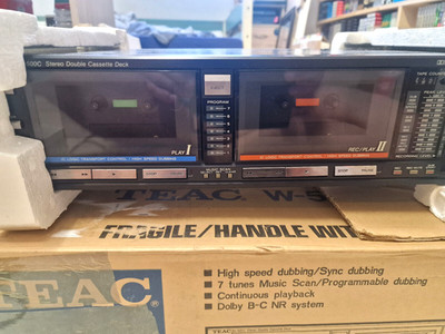 TEAC W-500C Doppel Kassettendeck mit Original Box Vintage Japan 110V AS-IS