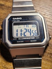 Casio B650W Mens Silver Digital Alarm Chrono Stainless Steel Quartz Watch