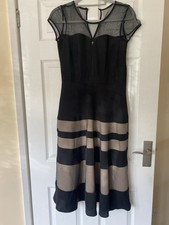 Jasper Conran Black Mesh Panel Midi Dress UK 8 Elegant Evening Wedding Guest