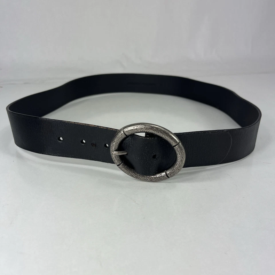 Cinturón ancho de cuero genuino negro - para mujer talla 36 Foto 2 de 4