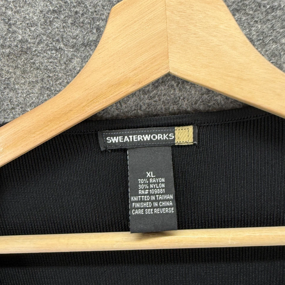 Suéter Pullover Sweaterworks Mujer XL Negro Esqueleto Estrás Tejido Rayón Foto 3 de 4