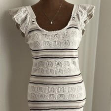 Freshman 1996 Cottagecore Crochet Midi Dress Romantic Boho Prairie Beach Sz S