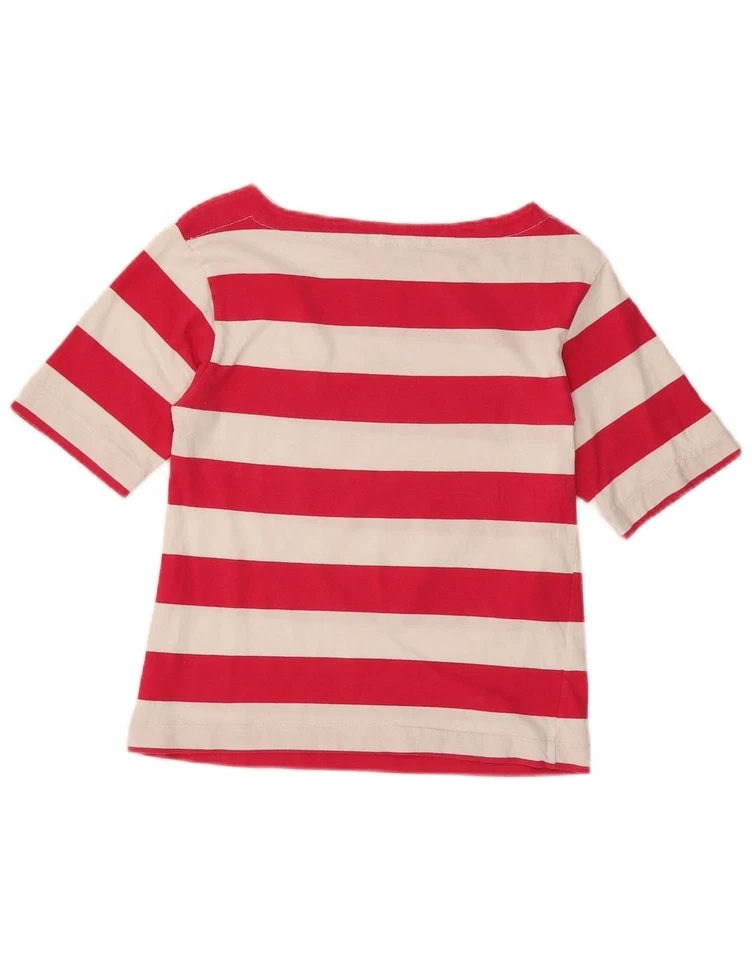 Camiseta Top Benetton Mujer Reino Unido 10 Pequeña Algodón Rayas Rojas DD26 Foto 2 de 4