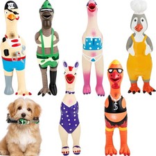 6 Pcs Rubber Chicken Squeaky Dog Toys Screaming Chicken Latex Soft Rubber Che...
