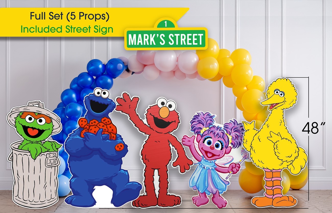 Party Props  included  Street Sign- Sesame cutouts