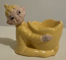 Vintage Pixie GILNER USA Pottery Yellow Eddie the Elf Egg Cup 1950’s Calif.