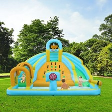 Inflatable Water Slide, Bounce House with Water Bucket, Deep Pool