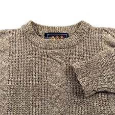Vintage Ralph Lauren Chaps Beige 100 Wool Cable Knit Sweater Mens XL
