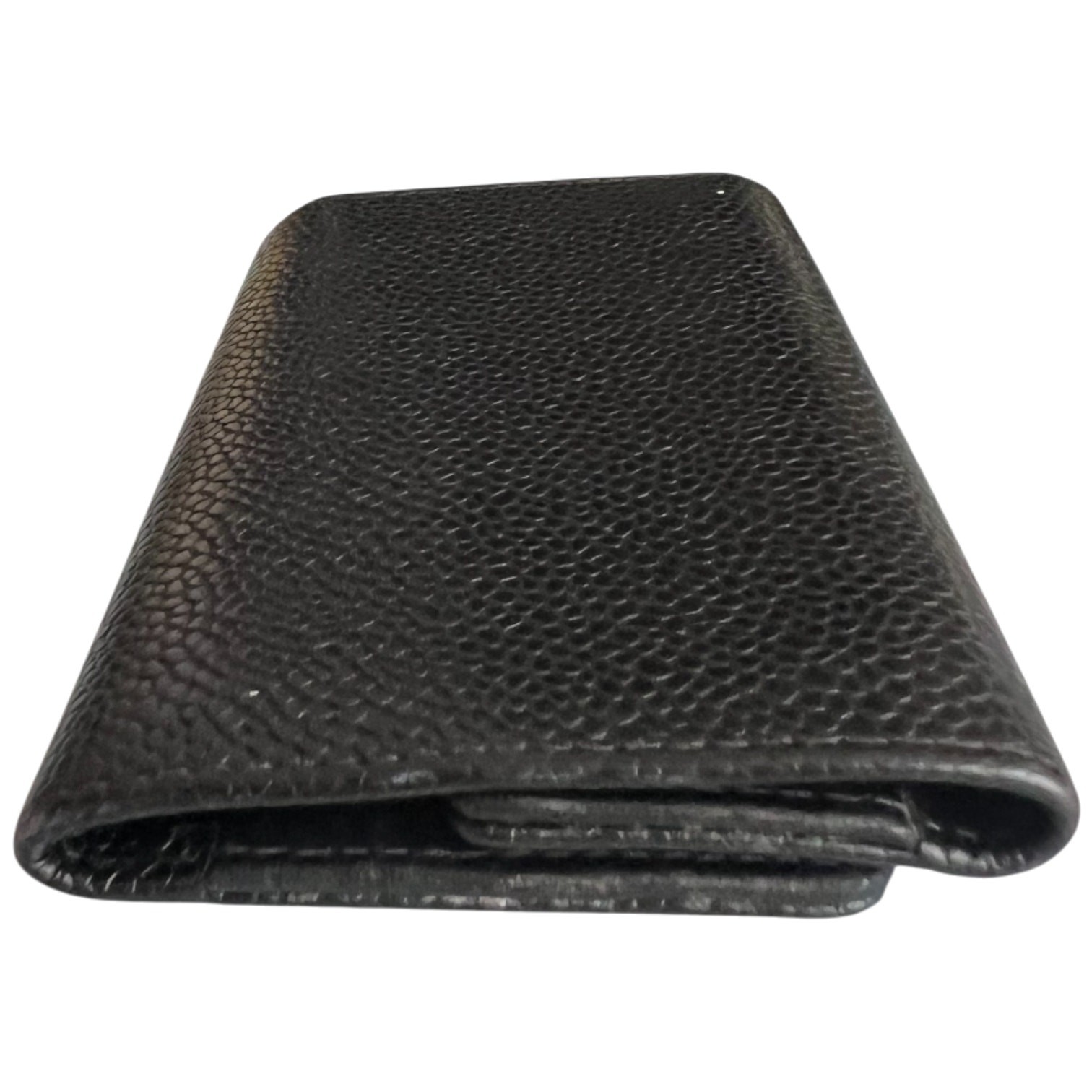 CHANEL Black Interlocking CC Logo Grained Calfski… - image 12