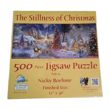 The Stillness of Christmas Puzzle 500 Pieces Nicky Boehme 12"x36" New Sealed USA