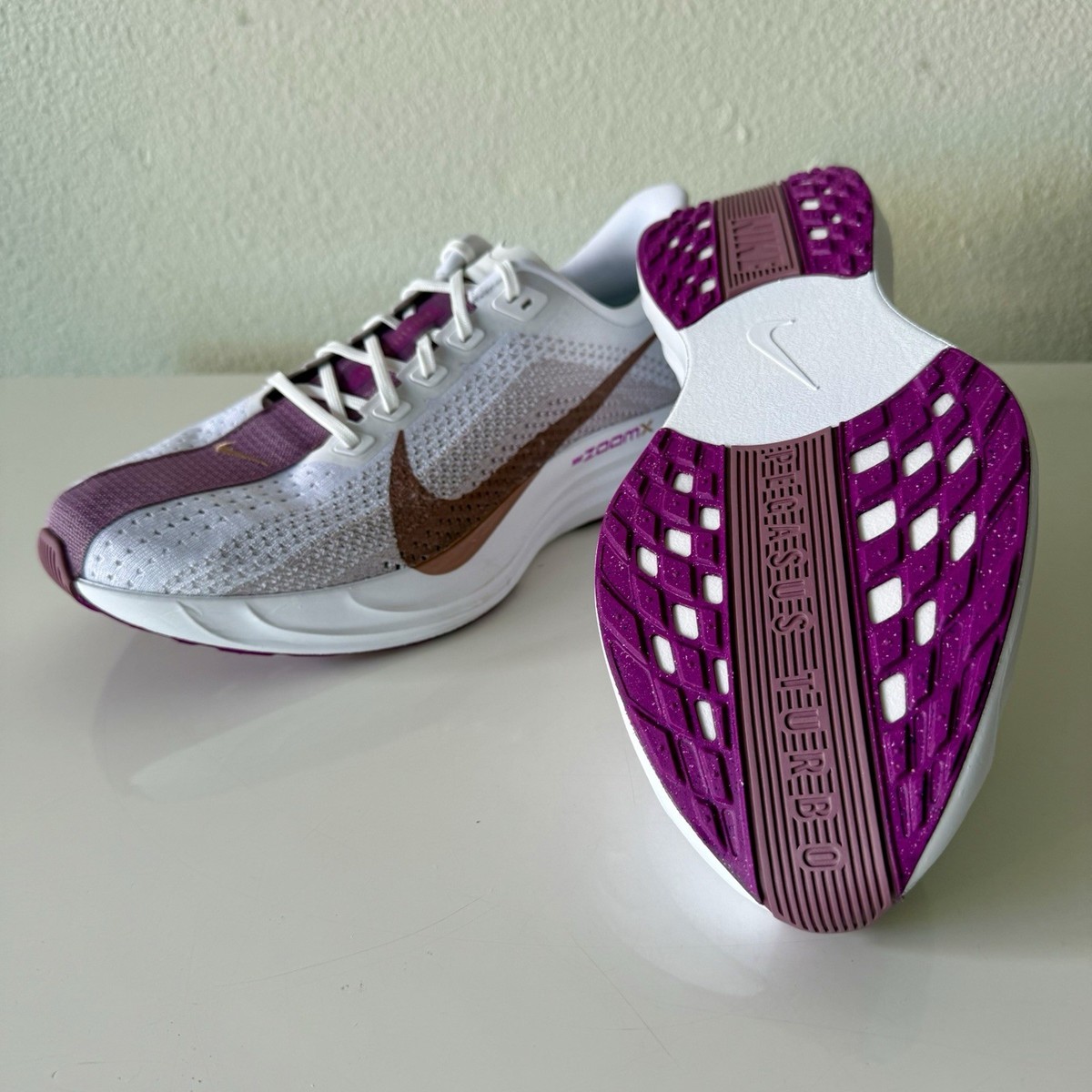 Nike ZoomX Pegasus Plus Running Shoes (White/ Violet) US 11.5