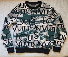 Louis Vuitton Camouflage Crewneck Pullover Sweatshirt Green White Black Size XXL