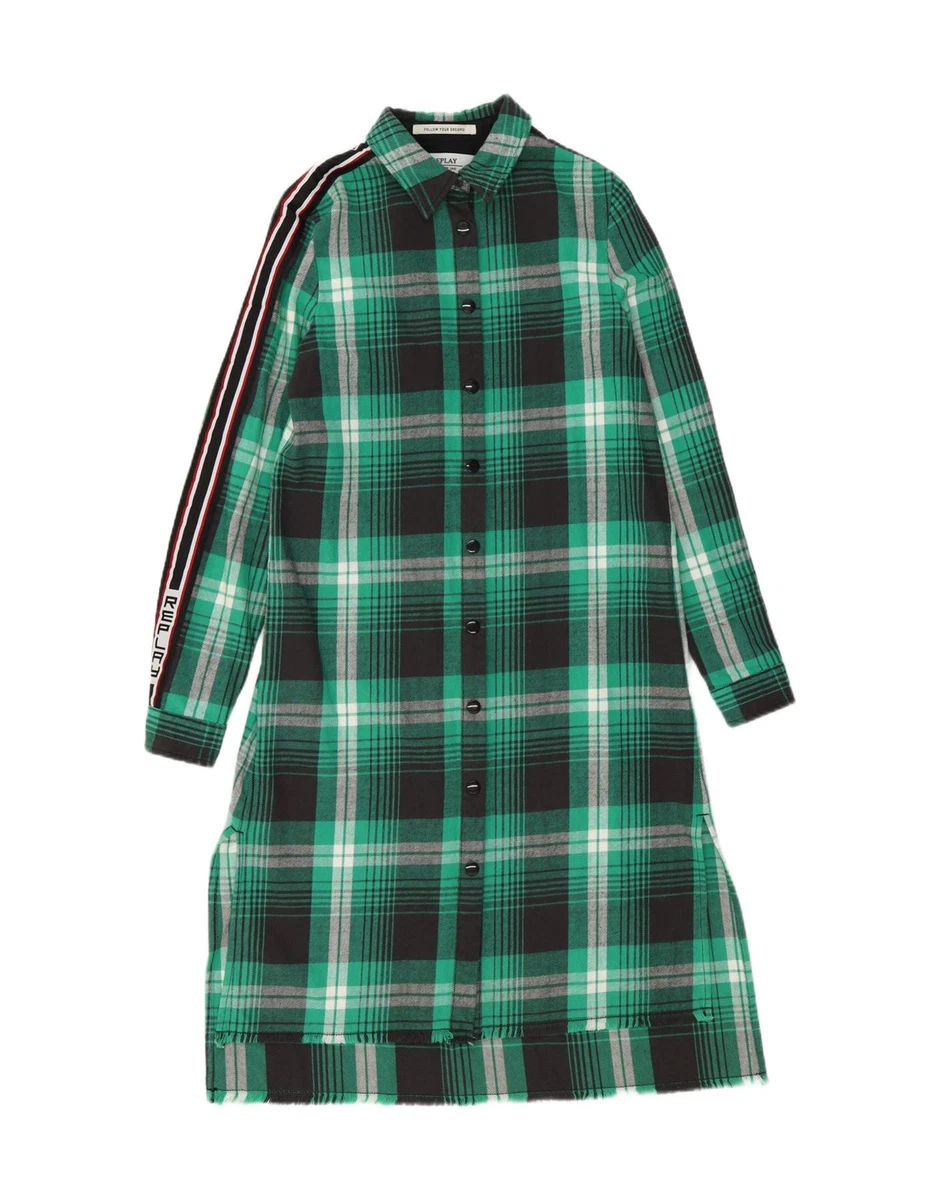 replay green dress REPLAY Women's summer mini dress - Strappy with pleating