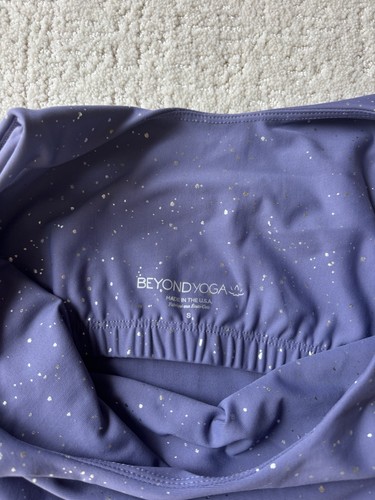 Beyond Yoga Keep it Simple Cropped Tank Women’s Size Small Purple Silver Sparkle - Picture 4 of 7
