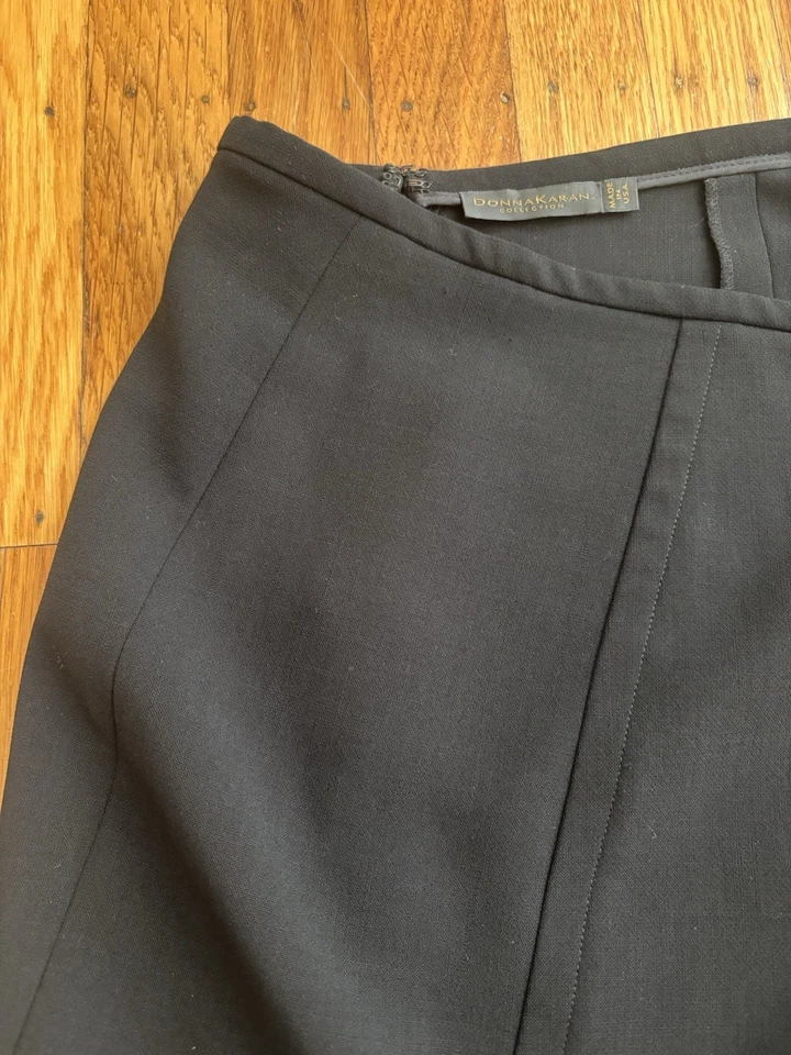 复古 90 年代 DONNA KARAN 系列黑色弹力羊毛 5 面板铅笔裙 US 4 — 第 4/4 张图片