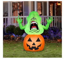 4.5' Halloween LED Inflatable Ghostbusters Slimer on Pumpkin Yard Decoration
