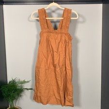 Everlane The Smocked Linen Dress Brown Size XS NWT