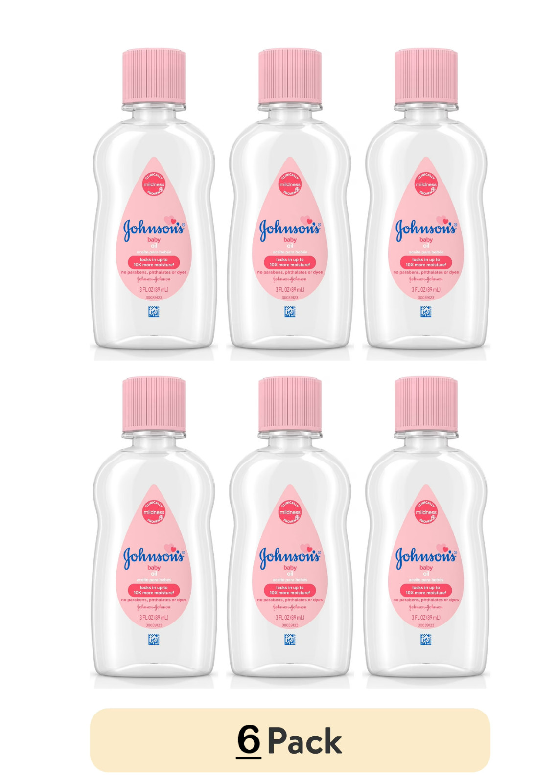 Johnson's Baby Oil, Pure Mineral Oil Helps Prevent Moisture Loss 14oz, Pack of 6