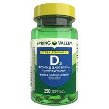 Spring Valley Vitamin D3 Supplement Softgels - 5000iu - 125 mcg(250 Count)