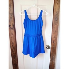 Vintage Land's End One Piece Swimsuit with Attached Short, Blue, Size 10