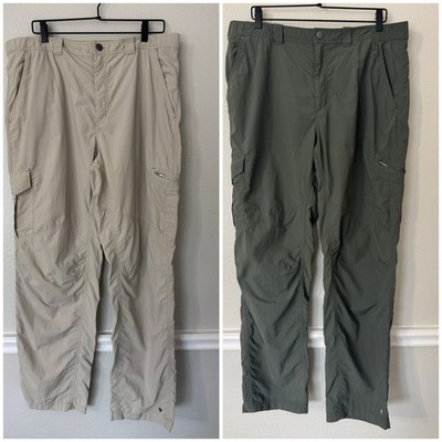 Columbia Lot of 2 Mens Silver Ridge Cargo Pants Green Khaki Size 38