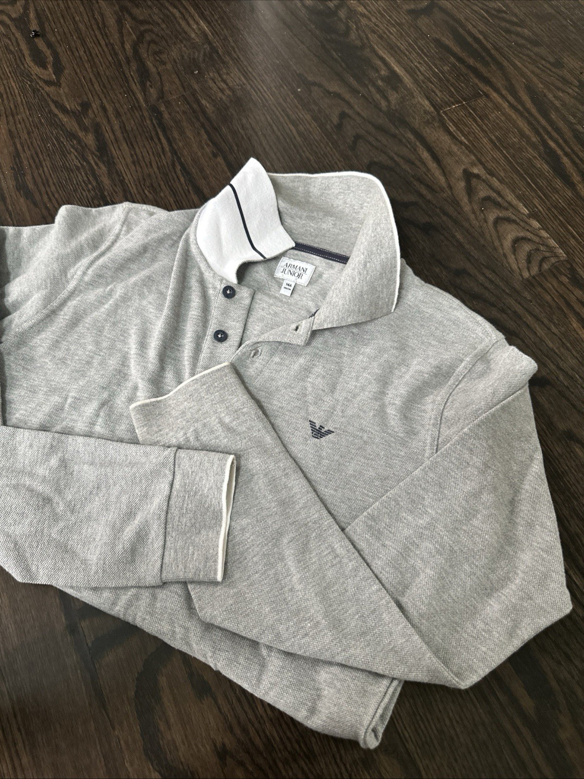Armani Junior Shirt size 14 a Long Sleeve Top grey white image 3