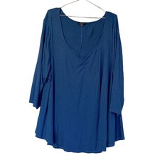 Lane Bryant Shirt Size 26/28 blue Pullover Ribbed Sweater 3/4 Sleeve v neck