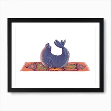 Seal Stretch - Animal Yoga Art Prin Framed Wall Art Poster Canvas Print Picture